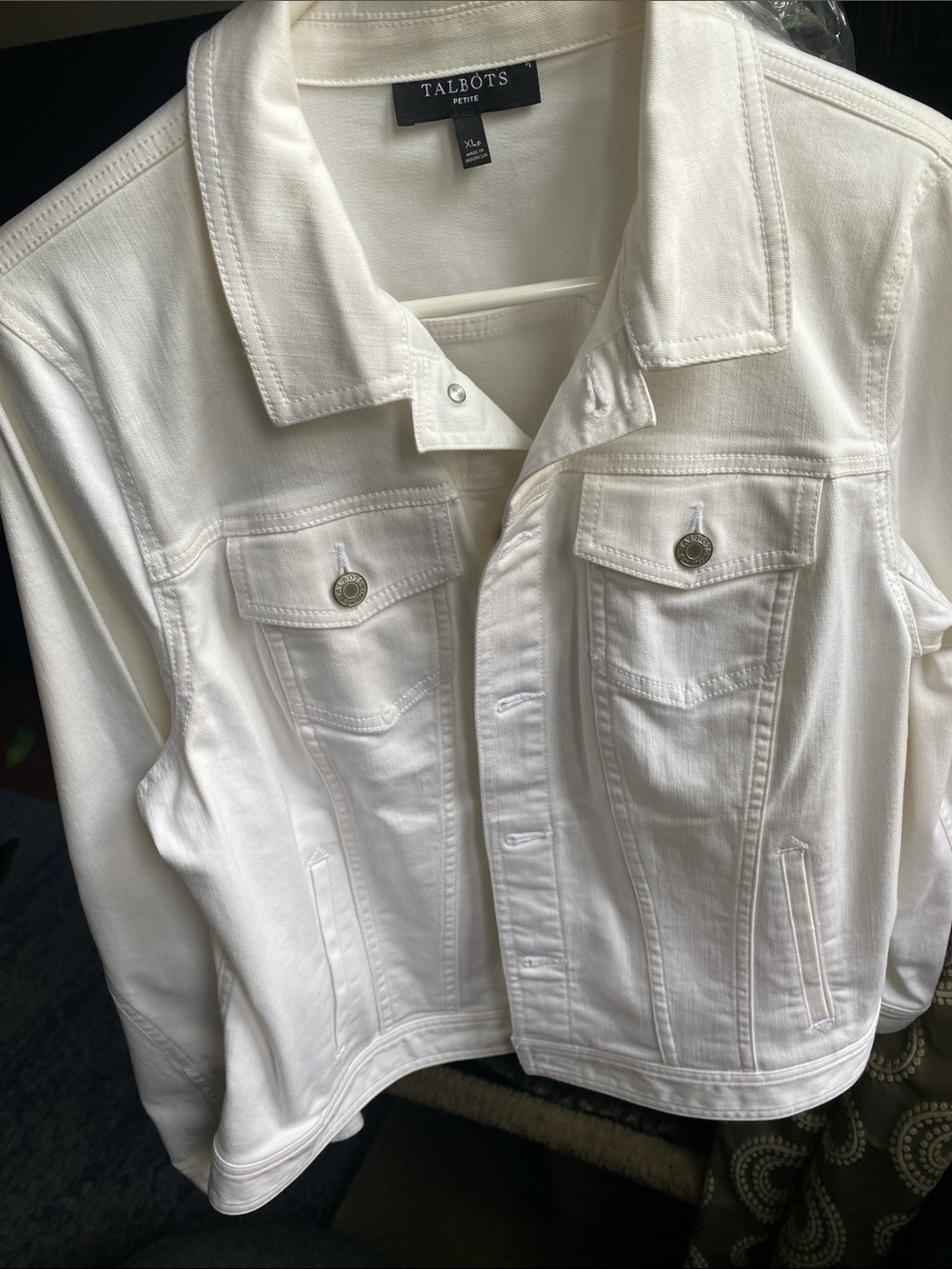 Talbots White Classic Denim Jacket XL Petite